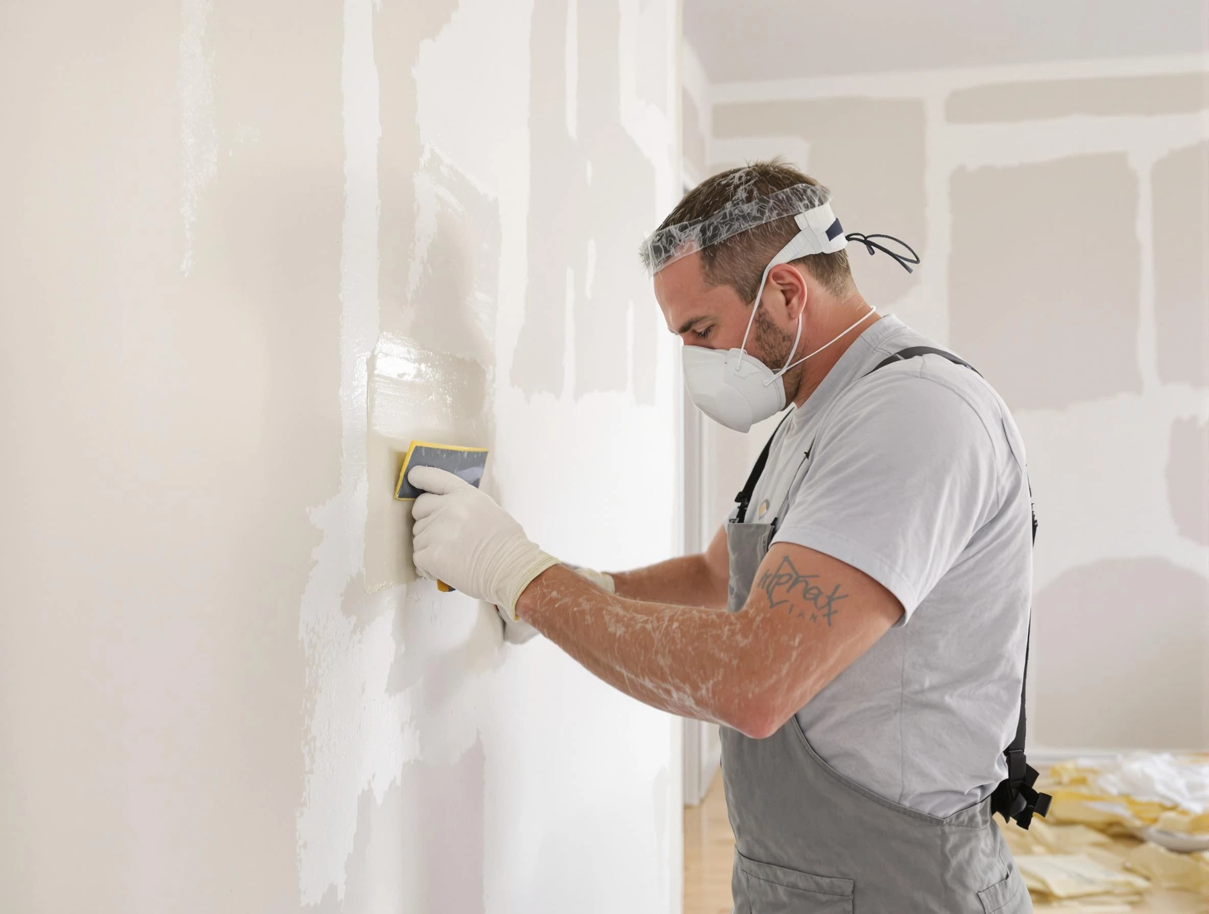 Fountain Hills House Painters technician applying mud to drywall seams in Fountain Hills, AZ
