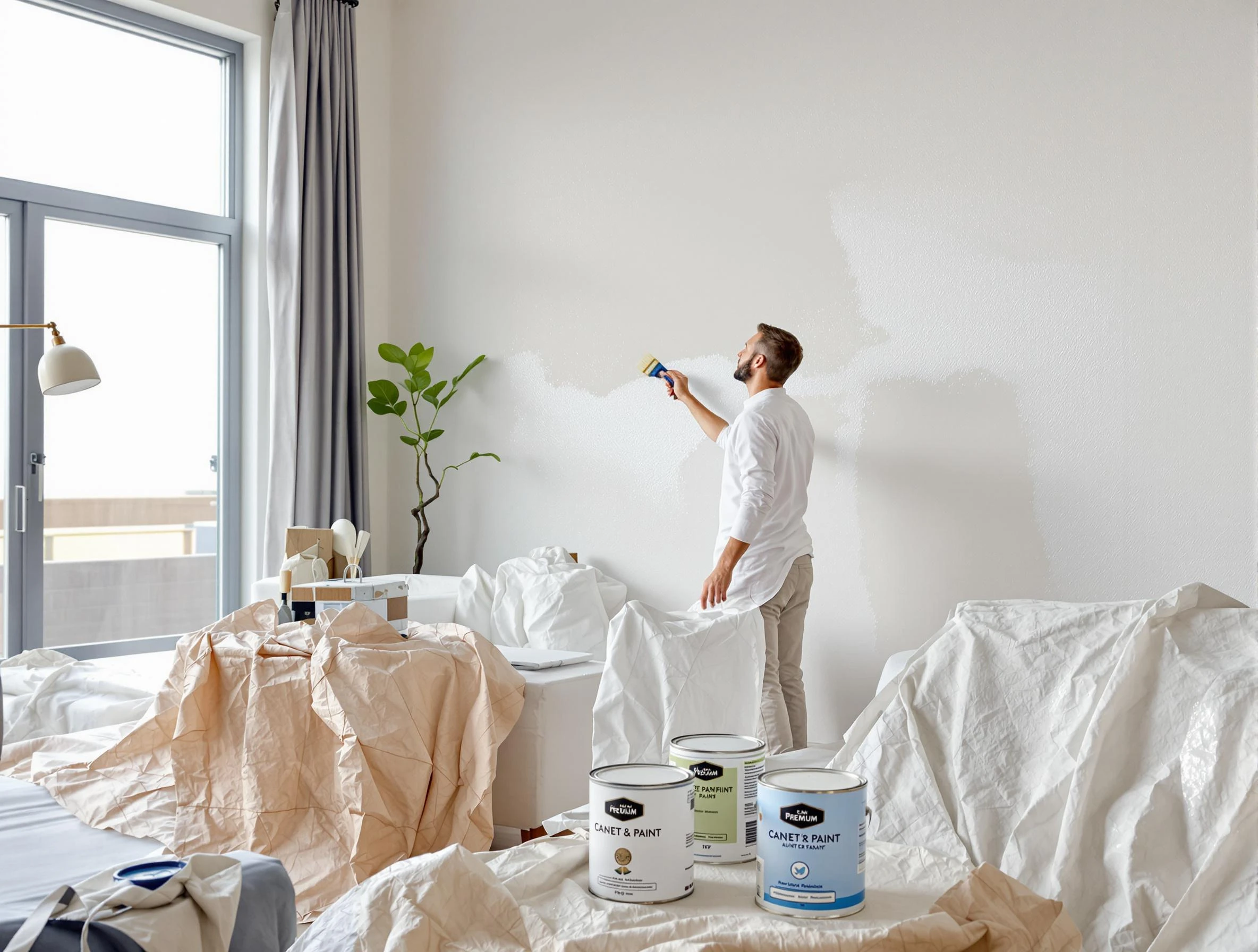Fountain Hills House Painters team carefully painting an interior wall in Fountain Hills, AZ