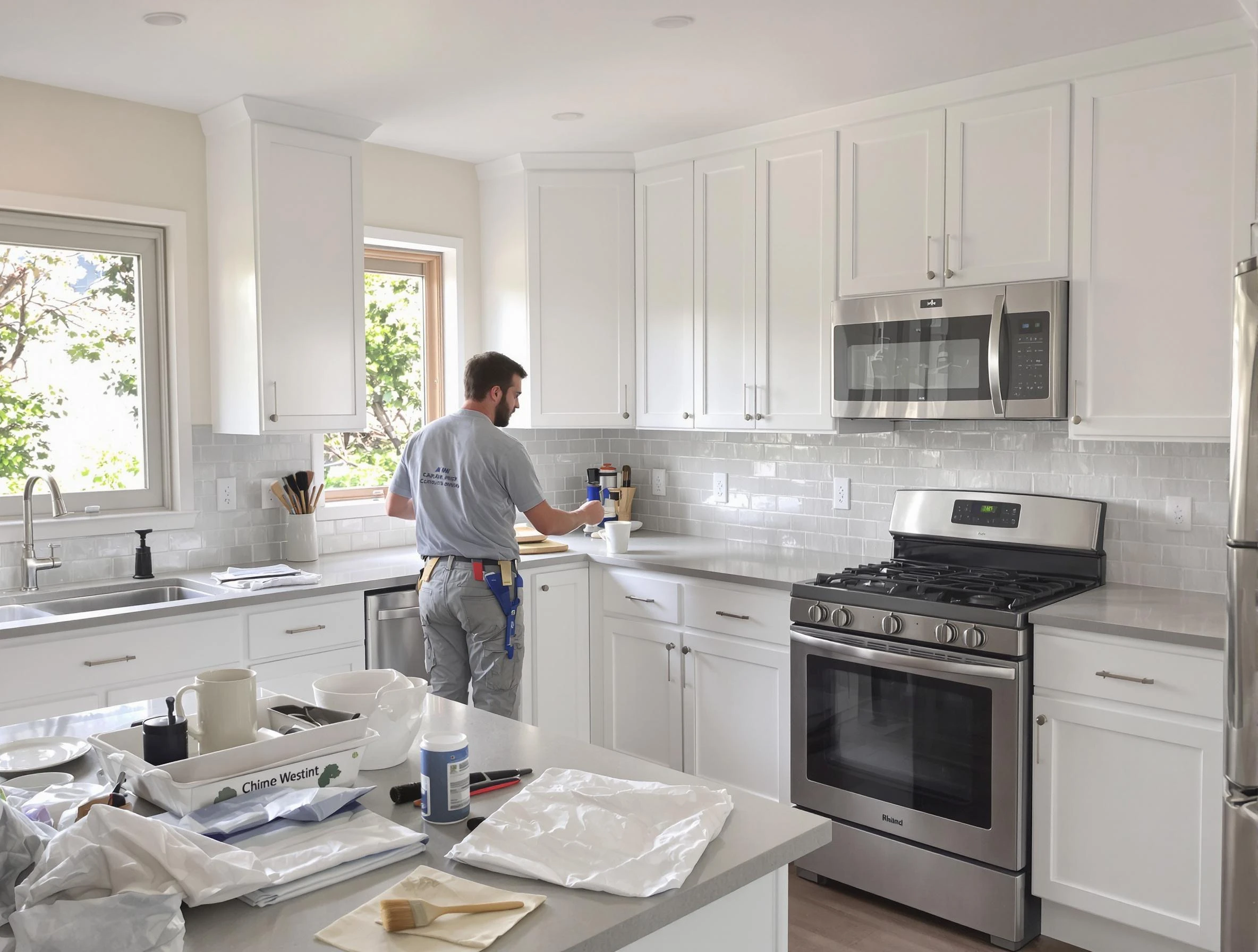 Fountain Hills House Painters applying fresh paint on kitchen cabinets in Fountain Hills