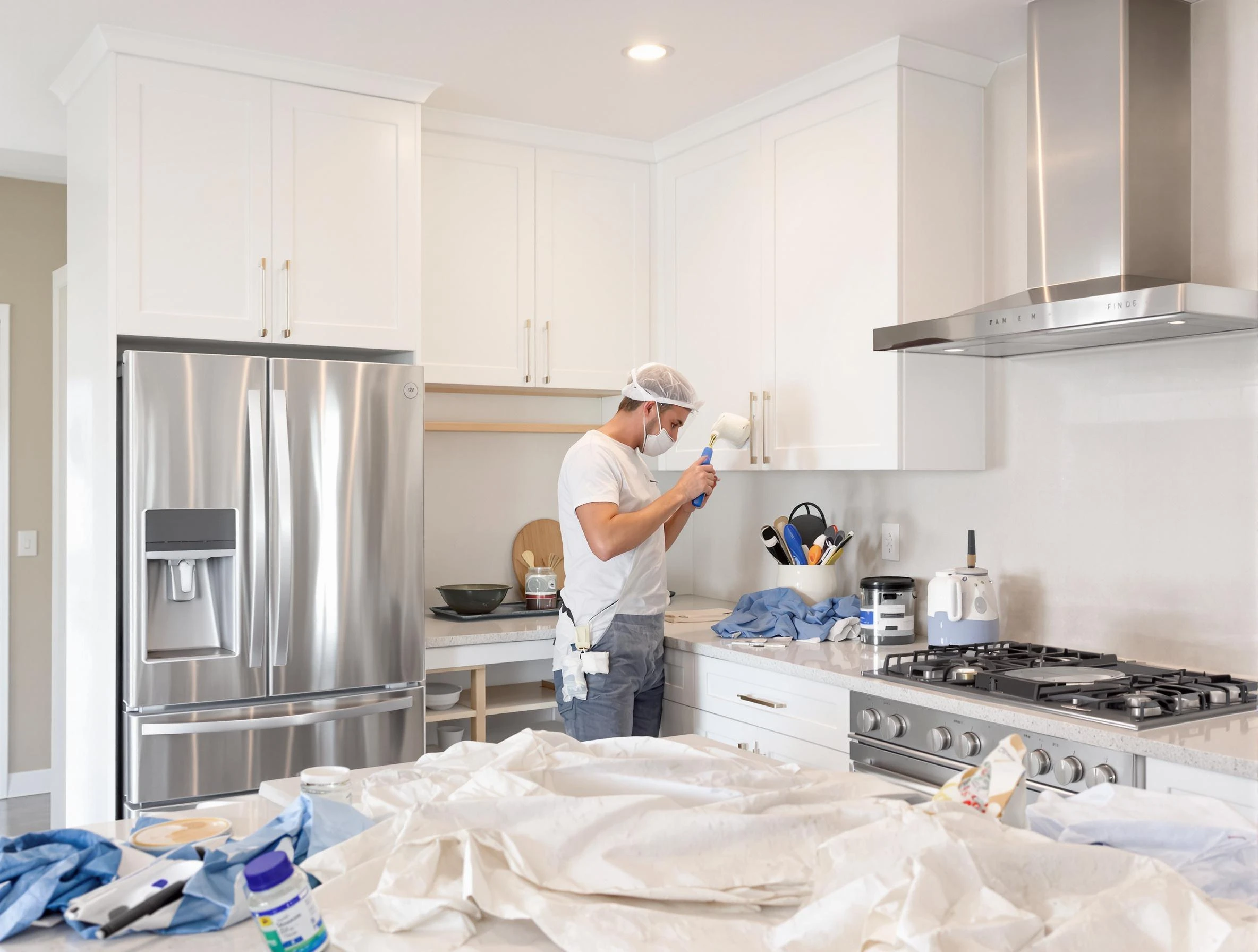 Fountain Hills House Painters painter applying a fresh coat in a kitchen located in Fountain Hills, AZ